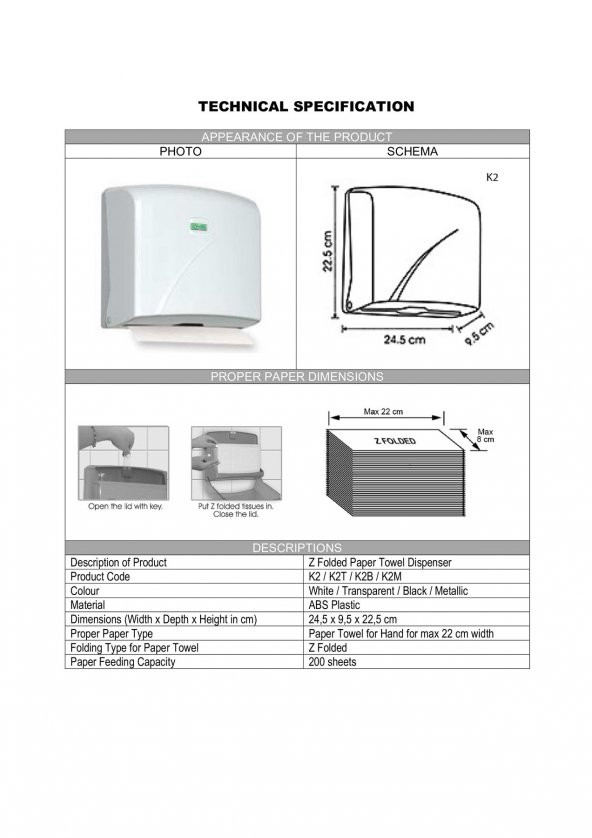 Şeker Portakalım Vialli K2M Banyo Mutfak Lavabo Pratik Z Katlı Kağıt Havlu Dispenseri 200 lü Gri - 2