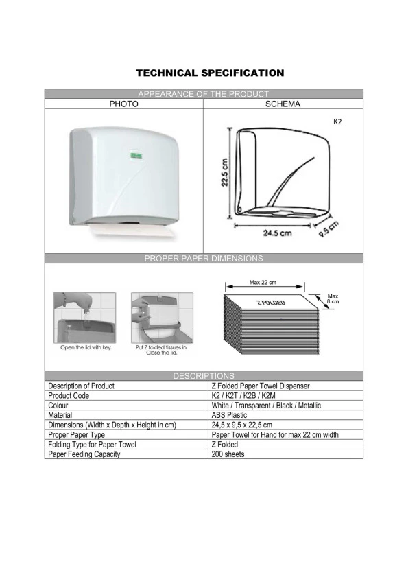 Şeker Portakalım Vialli K2T Banyo Mutfak Lavabo Pratik Z Katlı Kağıt Havlu Dispenseri 200 lü Şeffaf - 2