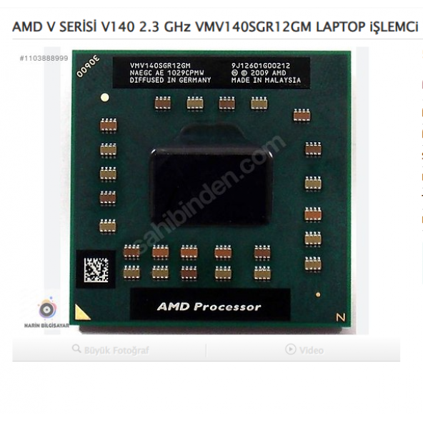 AMD V SERİSİ V140 2.3 GHz VMV140SGR12GM LAPTOP iŞLEMCi
