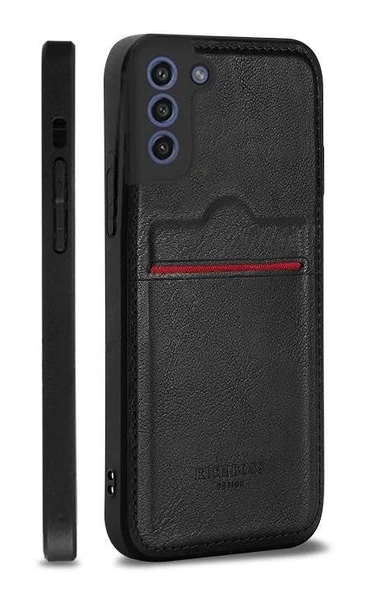 Samsung Galaxy S22 Kartlıklı Rich Boss Lüx Deri Kılıf Siyah ürün görseli 1