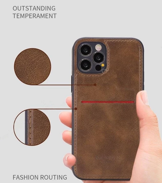 Samsung Galaxy S22 Kartlıklı Rich Boss Lüx Deri Kılıf Siyah - Resim 2