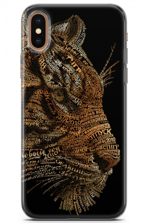 Apple iPhone XS Max Uyumlu Kılıf Words 04 Kaplan Silikon Kılıf Mavi
