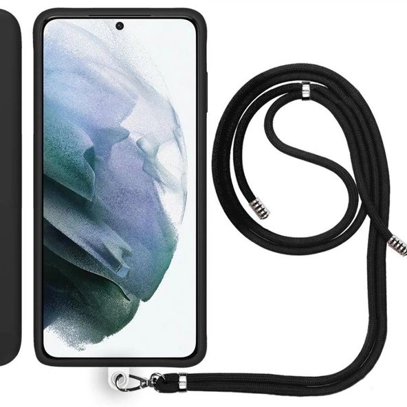 Samsung Galaxy A14 İp Askılı Silikon Kılıf Siyah