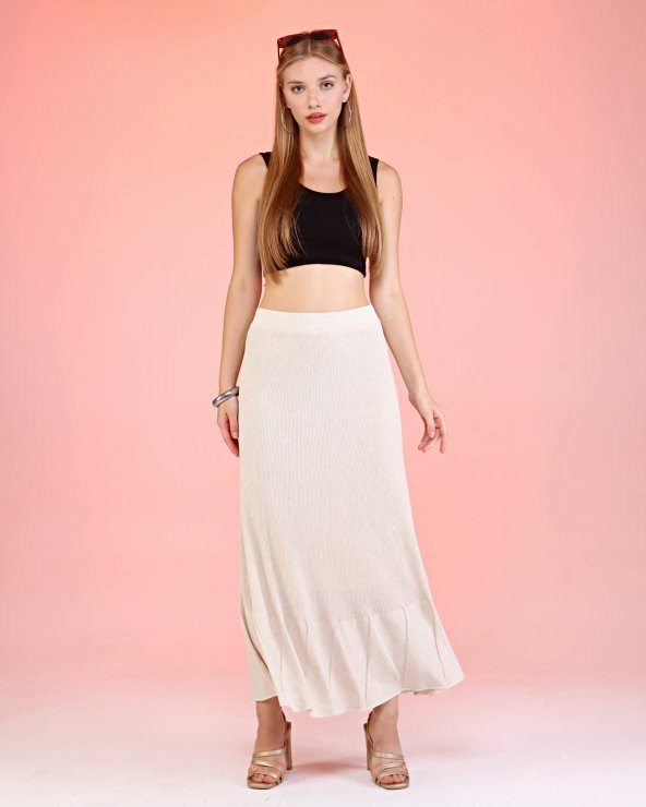 SOFT&SOUL APRIL TRİKO UZUN ETEK  EKRU RENK