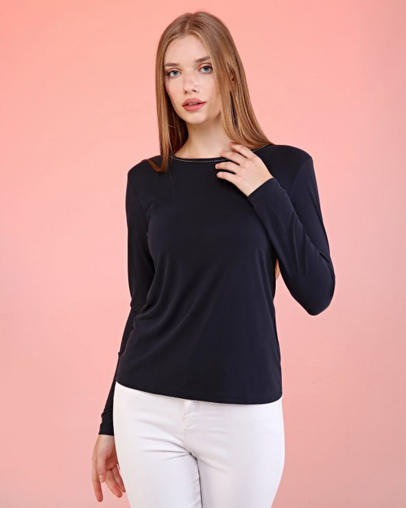 SOFT&SOUL AUBREY SİYAH TAŞLI UZUN KOLLU T-SHIRT - 2