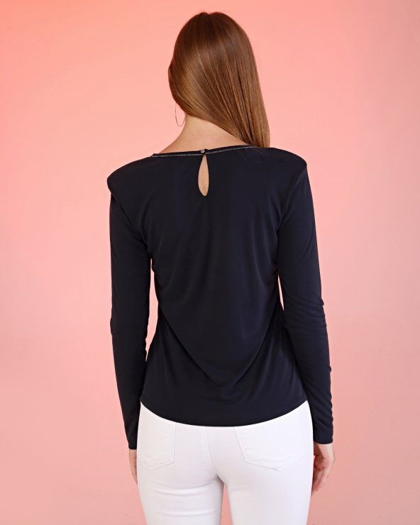 SOFT&SOUL AUBREY SİYAH TAŞLI UZUN KOLLU T-SHIRT - 5