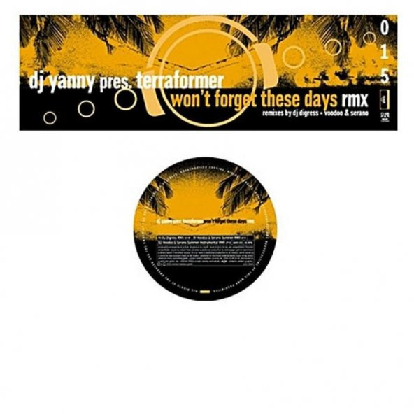 DJ Yanny Pres. Terraformer – Won't Forget These Days Rmx - Hard Trance Vinly Plak alithestereo