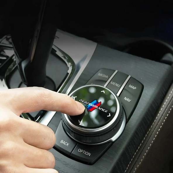 BMW PERFORMANCE LOGOLU MULTIMEDYA DÜĞME ÜZERİ STICKER (K.GRİ 45 MM) - Resim 2
