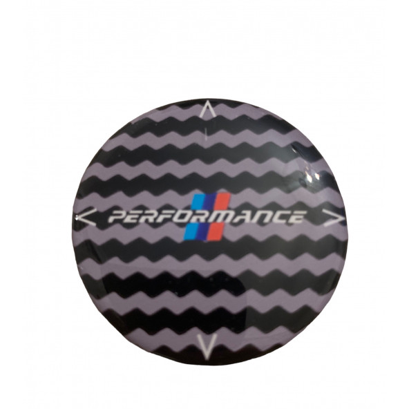 BMW PERFORMANCE LOGOLU MULTIMEDYA DÜĞME ÜZERİ STICKER (GRİ SİYAH 45 MM) ürün görseli