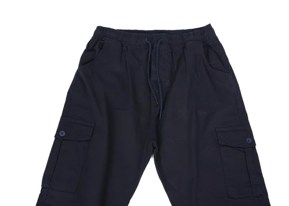 Battal Beden Çok Cepli Beli Lastikli Pantolon Lacivert Renk - 11