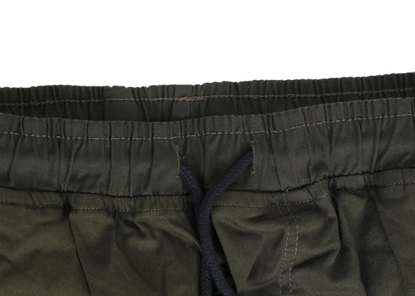 Battal Beden Çok Cepli Beli Lastikli Pantolon Haki Renk - 4