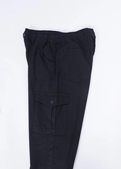 Battal Beden Çok Cepli Beli Lastikli Pantolon Lacivert Renk - 2
