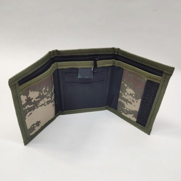 Haki Renk Kamuflajlı Su Geçirmez Kumaş Cüzdan - 2