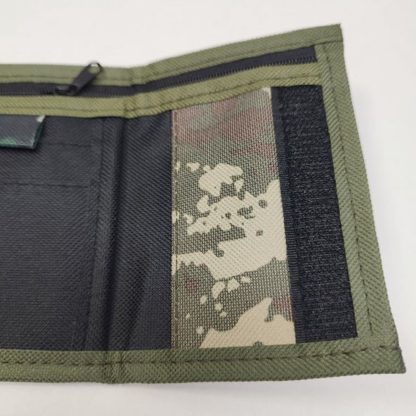 Haki Renk Kamuflajlı Su Geçirmez Kumaş Cüzdan - 5