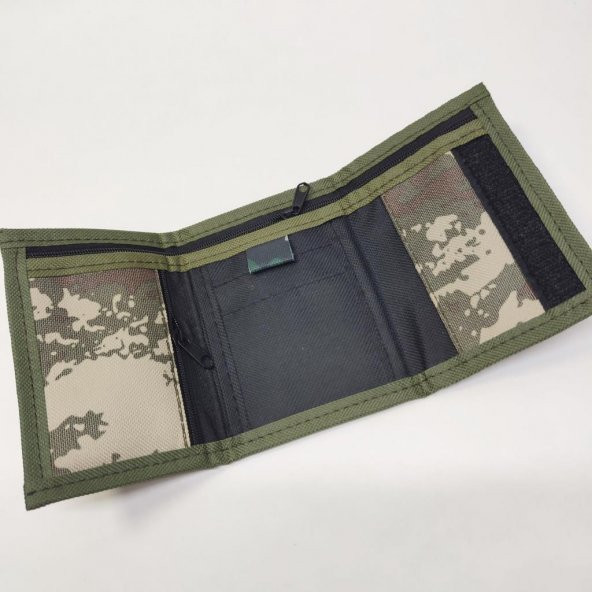 Haki Renk Kamuflajlı Su Geçirmez Kumaş Cüzdan - 8