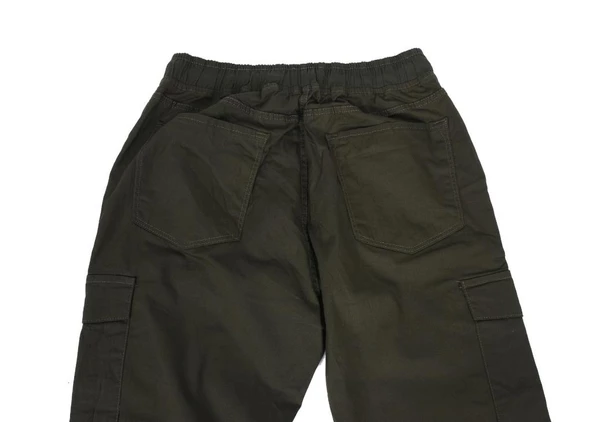 Battal Beden Çok Cepli Beli Lastikli Pantolon Haki Renk - 12