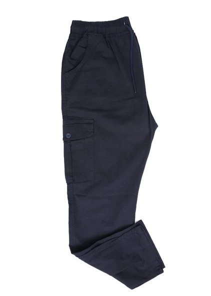 Battal Beden Çok Cepli Beli Lastikli Pantolon Lacivert Renk - 7
