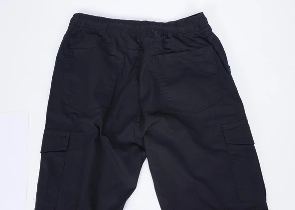 Battal Beden Çok Cepli Beli Lastikli Pantolon Lacivert Renk - 9