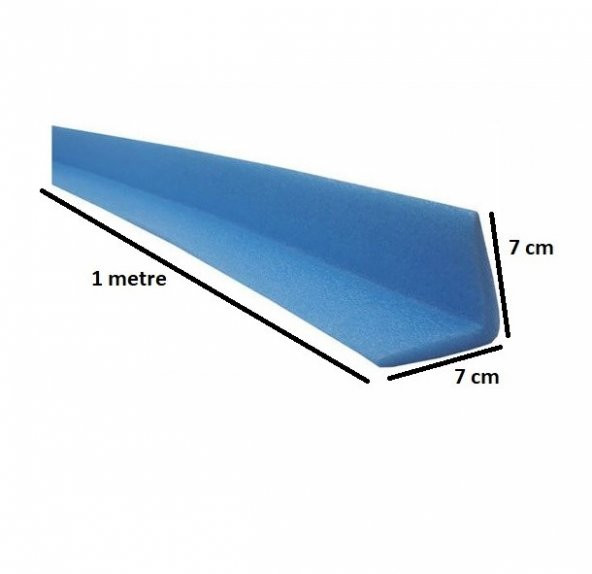 Şeker Portakalım L7x7 Mavi 1 metre 5 Adet Polietilen Sünger Profil Köşe Kenar Koruyucu