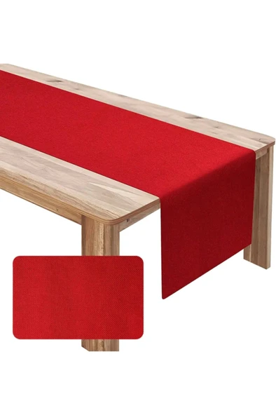 40x150 Kırmızı Runner, Yılbaşı Masa Runner, 100 Pamuk İnce Kumaş - Resim 3