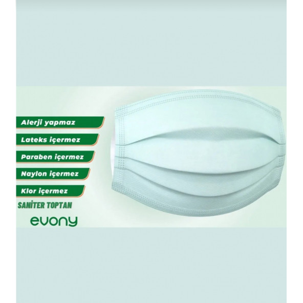 Evony Cerrahi Maske Yumuşak Elastik 3 Katlı 10'lu 10 Paket 100 Adet Maske - 7