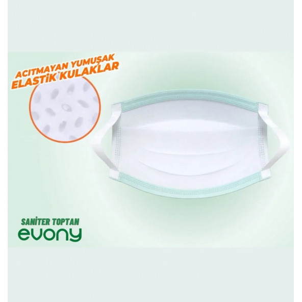Evony Cerrahi Maske Yumuşak Elastik 3 Katlı 10'lu 10 Paket 100 Adet Maske - 8