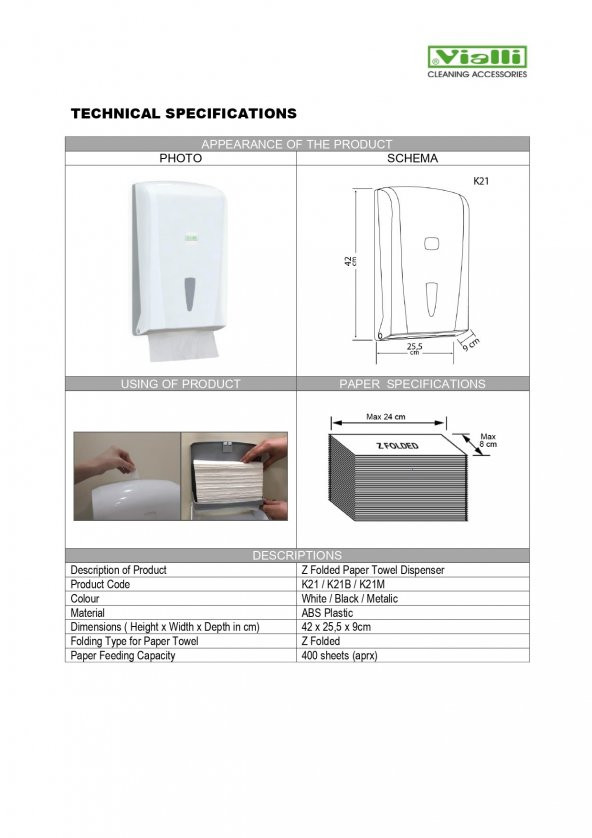 Şeker Portakalım Vialli K21m Banyo Mutfak Lavabo Pratik Z Katlı Kağıt Havlu Dispenseri 400 Lü Gri - 2