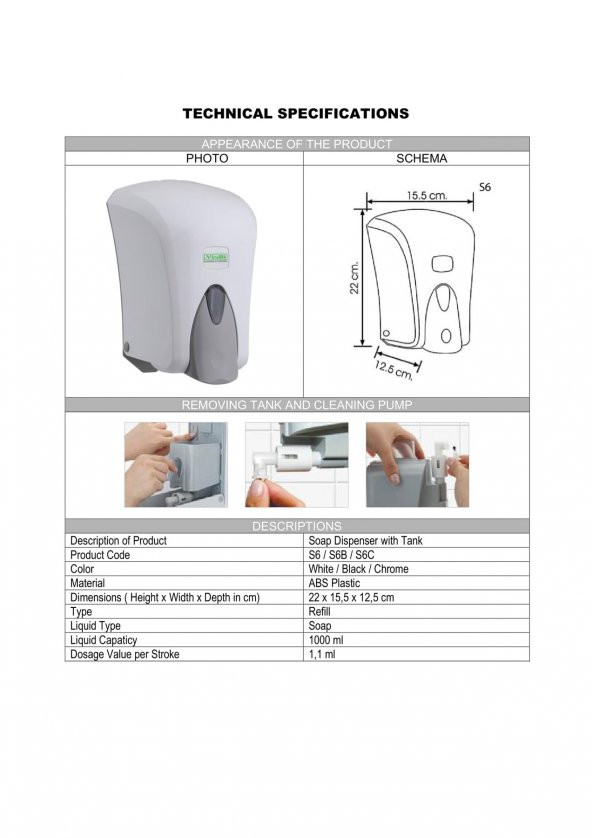 Şeker Portakalım Vialli S6C Hazneli Sıvı Sabun Deterjan ŞampuanDezenfektan Dispenseri 1000 ml Gri - 2