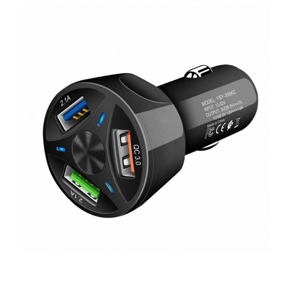 Oto 3 Usb Qualcomm Quick Qc 3.0 7a Hızlı Araç Şarj Aleti Cihazı - Beyaz - 3