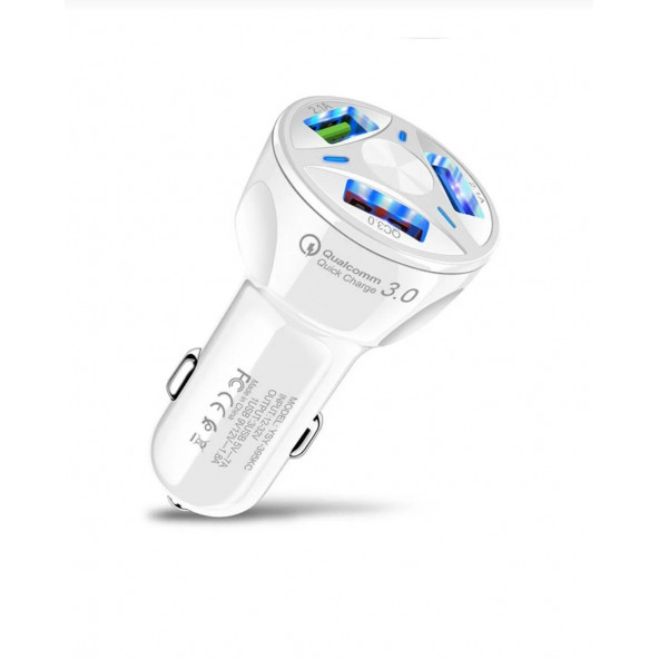 Oto 3 Usb Qualcomm Quick Qc 3.0 7a Hızlı Araç Şarj Aleti Cihazı - Siyah - 5