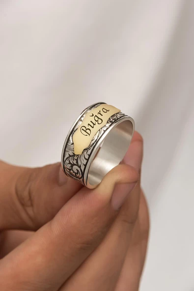 Kişiye Özel İsimli 925 Gümüş Alyans Yüzük ürün görseli