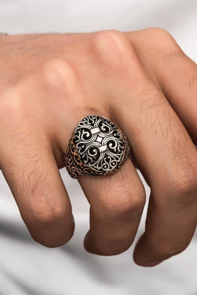 Sarmaşık Desenli Taşsız 925 Gümüş Erkek Yüzük ürün görseli