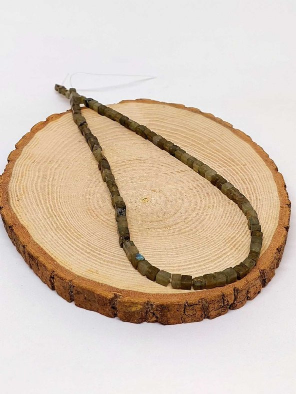 Labradorit Taşı Küp Şekilli YARIM Dizi 4mm (18cm uzunluğundadır) - Resim 3
