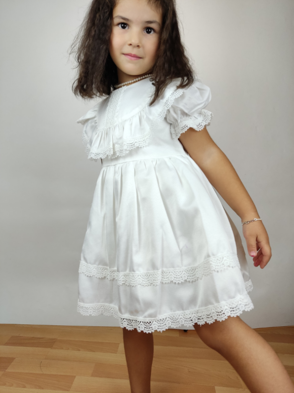 Kız Bebek Beyaz Elbise Doğum Günü Elbisesi ID:578 - Resim 4