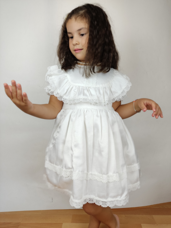 Kız Bebek Beyaz Elbise Doğum Günü Elbisesi ID:578 - Resim 5