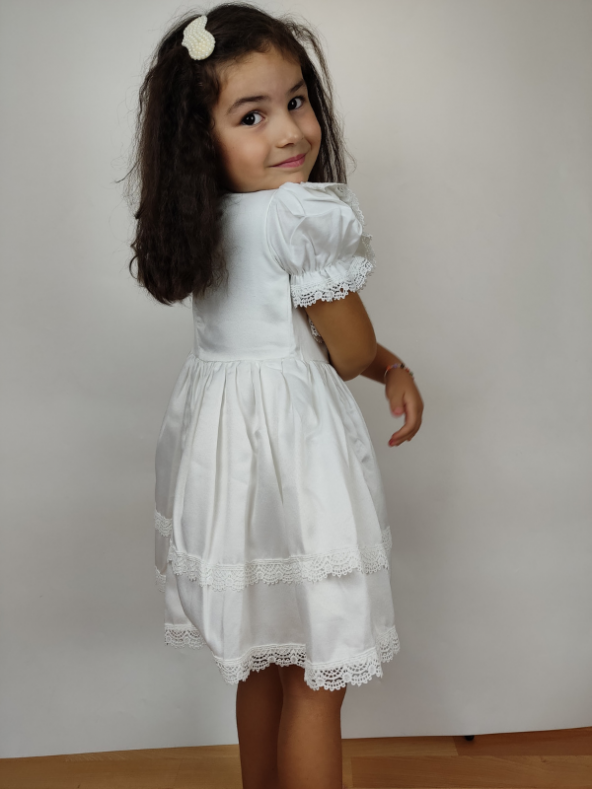 Kız Bebek Beyaz Elbise Doğum Günü Elbisesi ID:578 - Resim 6