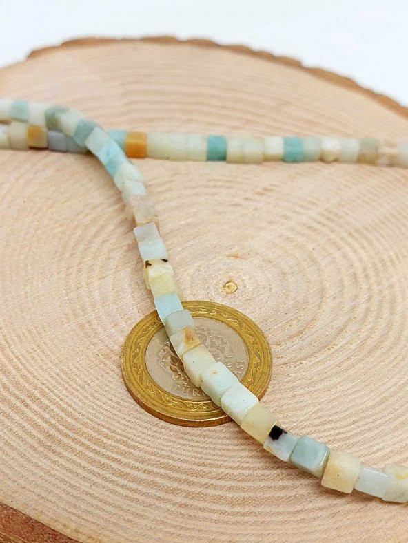 Amazonit Taşı Küp Şekilli Dizi 4mm - Resim 2