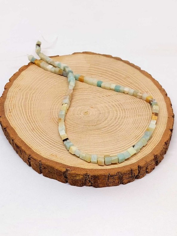 Amazonit Taşı Küp Şekilli Dizi 4mm - Resim 3