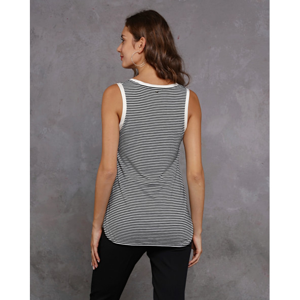 SOFT&SOUL LINDSAY SATEN ARKASI ÇİZGİLİ ATLET - 4