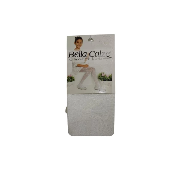 BELLA CALZE ÇİÇEK 3D DESENLİ FİLE KIZ KİLOTLU ÇORAP - 2