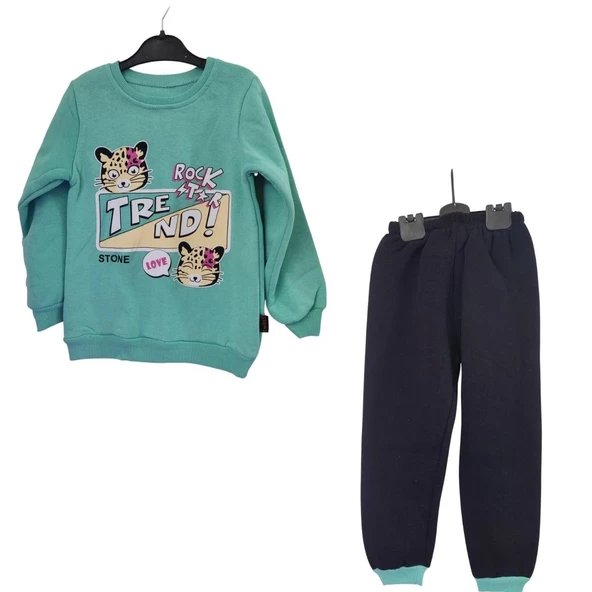 MOYES TREND BASKILI ÜÇ İP KIZ ÇOCUK TAKIM - Resim 2