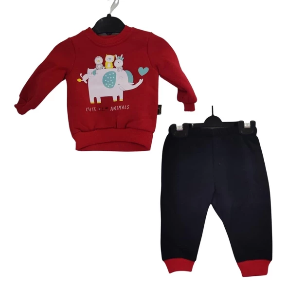 MOYES FİL KEDİ BASKILI KIZ BEBEK TAKIM - 2