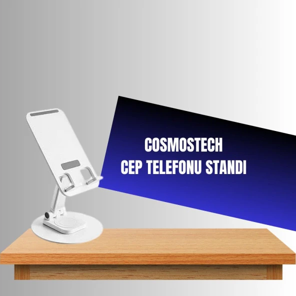 Cosmostech Telefon ve Tablet Tutucu 360° Hareketli Dönen Katlanabilir Mobil Masaüstü Stand - 2
