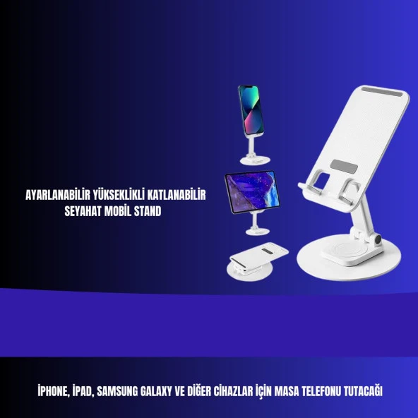 Cosmostech Telefon ve Tablet Tutucu 360° Hareketli Dönen Katlanabilir Mobil Masaüstü Stand - 3