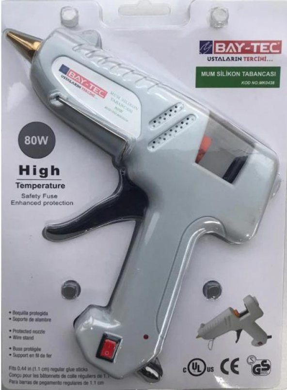 Bay-Tec MK0438 Sıcak Sılıkon Mum Silikon Tabancası Kalın Çubuk 80W