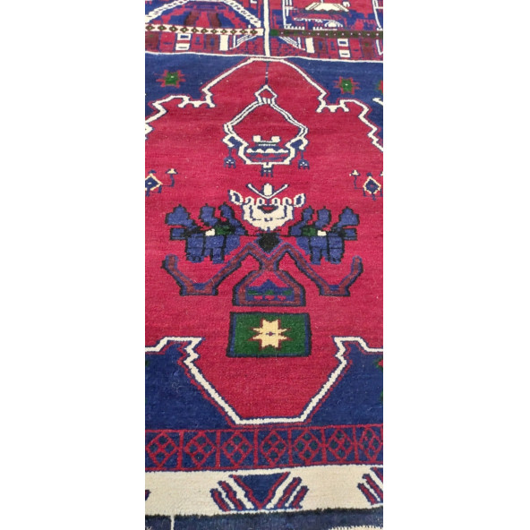 Algelsineve Large El Dokuması Antika Halı Seccade, doğal yünden - 5