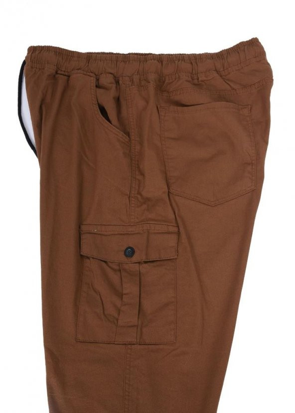 Battal Beden Çok Cepli Beli Lastikli Pantolon Kiremit Renk - 2