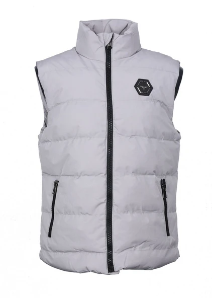 Taş Renk Kalın Fermuarlı Model Şişme Spor Yelek - 12