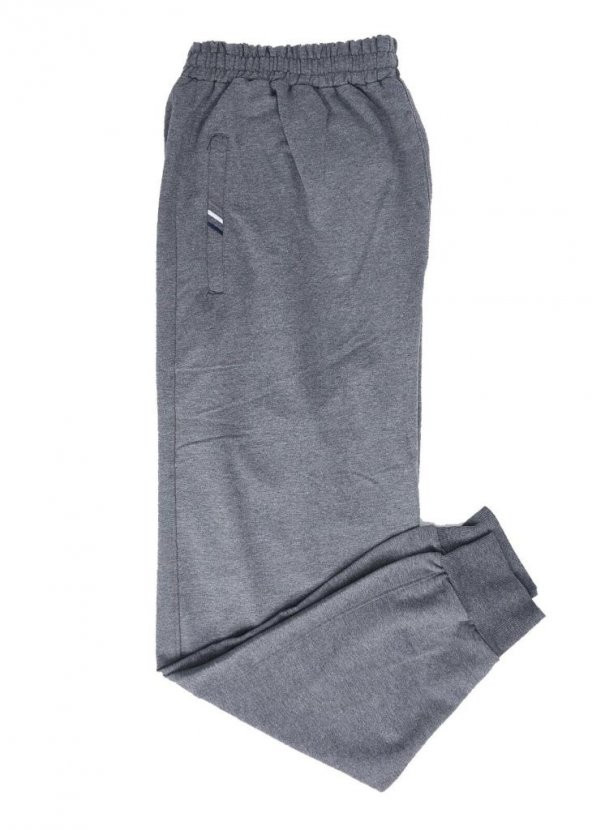 Battal Beden Paçası Lastikli Eşofman Altı Gri Renk - 4