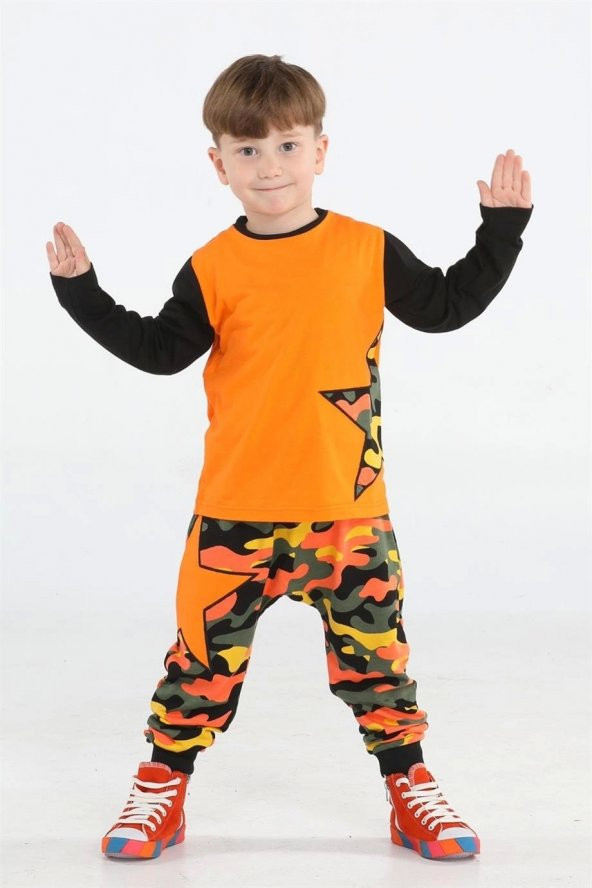 Casabony Star Kamuflaj Baggy Pantolon + T-shirt Takım   BN-022